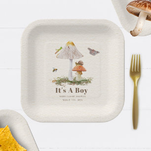 Insects Mushroom Woodland Nature Baby Shower  Paper Plate