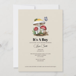 Insects Mushroom Woodland Nature Boy Baby Shower I Invitation