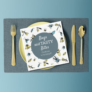 Insects Outdoor Birthday Party   Slate Blue Napkin