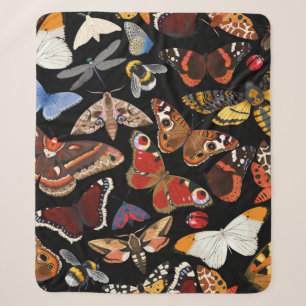 Insects seamless pattern sherpa blanket