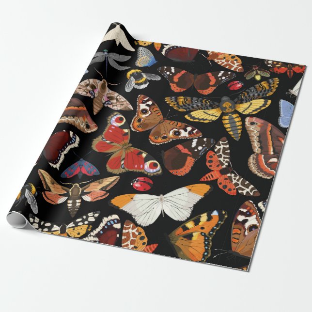 Insects seamless pattern wrapping paper (Unrolled)