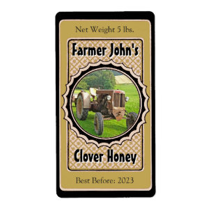 Insert a Picture Black & Gold Wedding Honey Jar