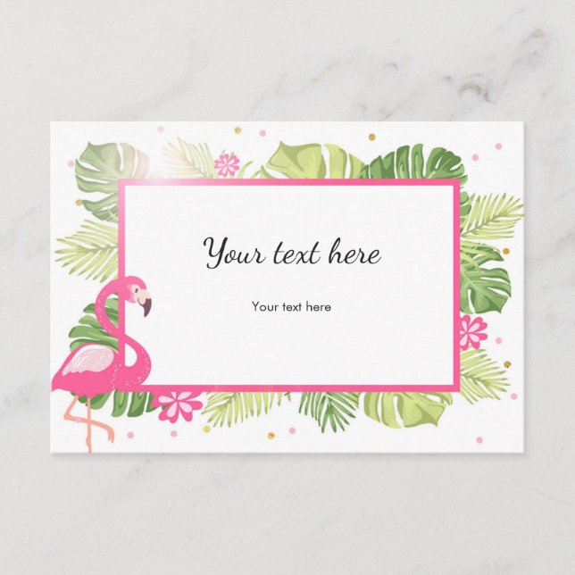 Insert card Flamingo Tropical Pink Gold Hawaii (Front)
