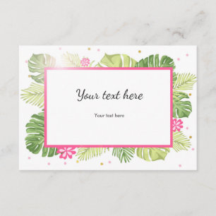 Insert card Tropical Pink Gold Hawaii Palm Leaves