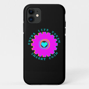 Insert Coin Retro Arcade Extra Life Gamer Heart iPhone 11 Case