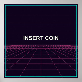Insert Coin - Retro Arcade Grid Poster