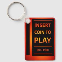 Insert Coin to Play Personalized EST Year Keychain