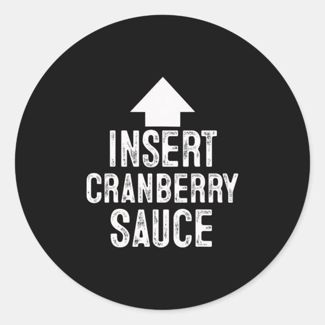 Insert Cranberry Sauce Halloween Pointing Arrow To Classic Round Sticker (Front)