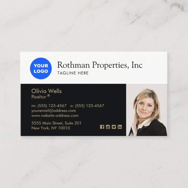 Insert Logo Real Estate Agent Photo Professional (Front)