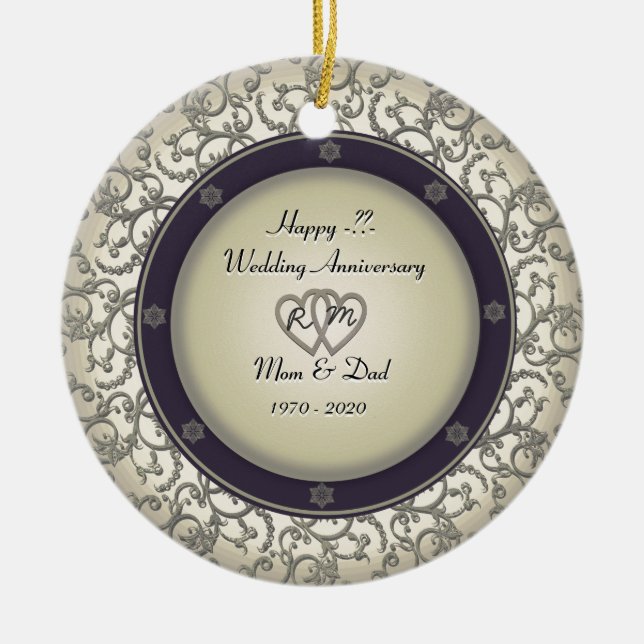 Insert Years Wedding Anniversary Ceramic Tree Decoration (Front)