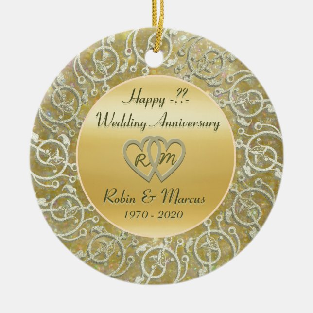 Insert Years Wedding Anniversary Ceramic Tree Decoration (Front)