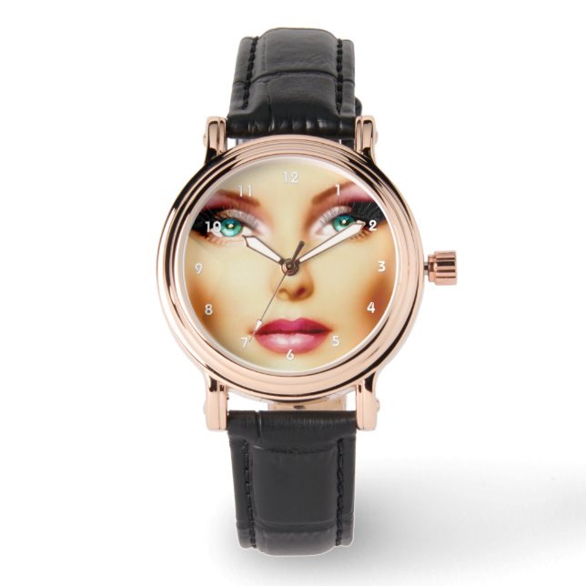 Insert Your Own Image Cool DIY Square Black Watch (Front)