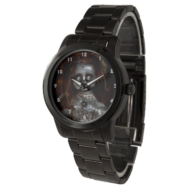 Insert Your Own Image Coolest  Afraid Doll Scary Watch (Angled)