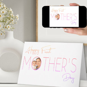 Inset Photo Ombre Typography First Mothers Day Card