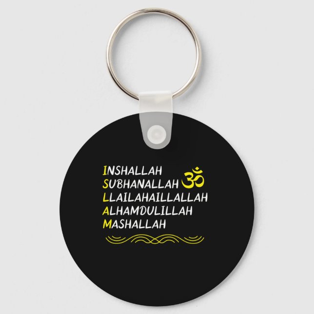 Inshallah Mashallah Muslim Islam Allah Mosque Gift Key Ring (Front)