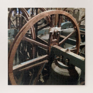 Inside A Church Belfry with Wheels and Bell Jigsaw Puzzle