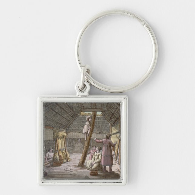 Inside a house in Alaska (colour engraving) Key Ring (Front)