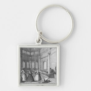 Inside a Turkish Mosque, illustration Key Ring