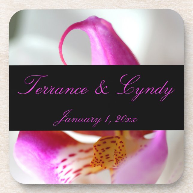 Inside a White Orchid Personal Wedding Coaster (Front)