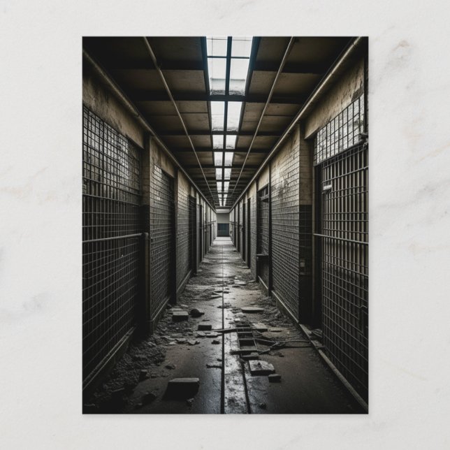 Inside an Abandoned Jail Postcard (Front)