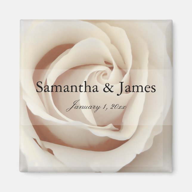 Inside An Ice Cream White Rose Magnet (Front)