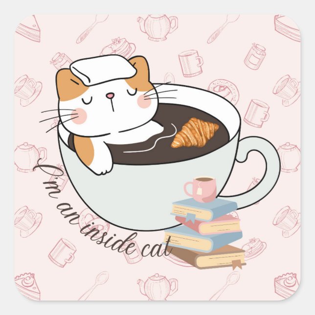 Inside Cat Spa Square Sticker (Front)