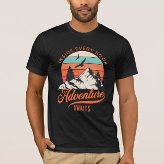 Inside Every Book Adventure Awaits mens T-shirt