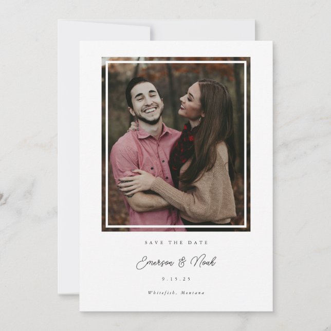 Inside Frame Modern Save the Date Photo Card (Front)