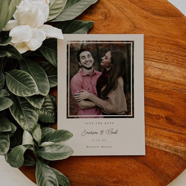 Inside Frame Modern Save the Date Photo Card (Creator Uploaded)