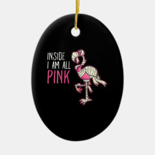 Inside I Am All Pink Flamingo Funny Flamingo Ceramic Tree Decoration