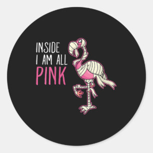 Inside I'm all Pink Funny Halloween Flamingo Classic Round Sticker