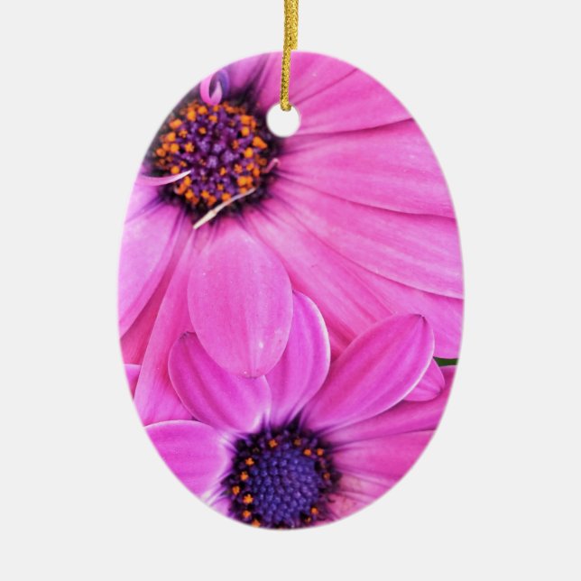 Inside of Pink Purple Gerbera Daisy Flower Nature Ceramic Tree Decoration (Front)
