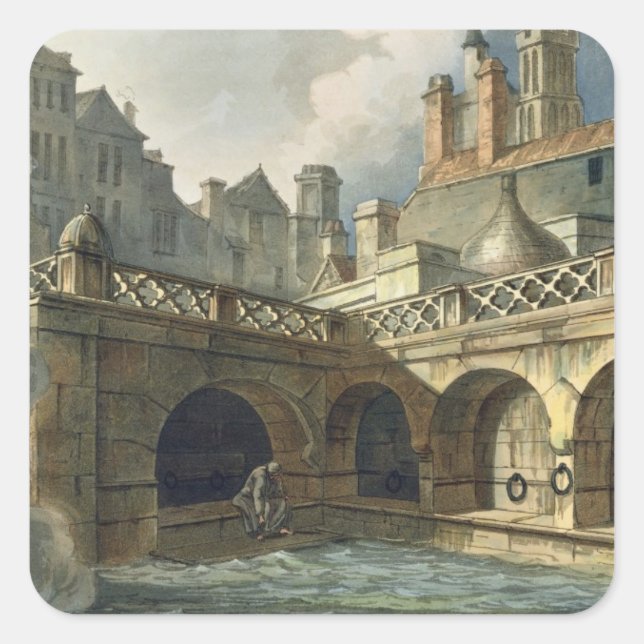 Inside of Queen's Bath, from 'Bath Illustrated by Square Sticker (Front)