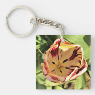 Inside Red & White Tulip Key Ring