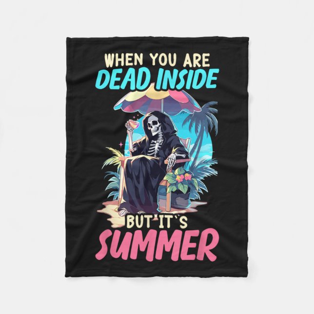 Inside Sarcastic Gothic Skeleton Halloween  Fleece Blanket (Front)