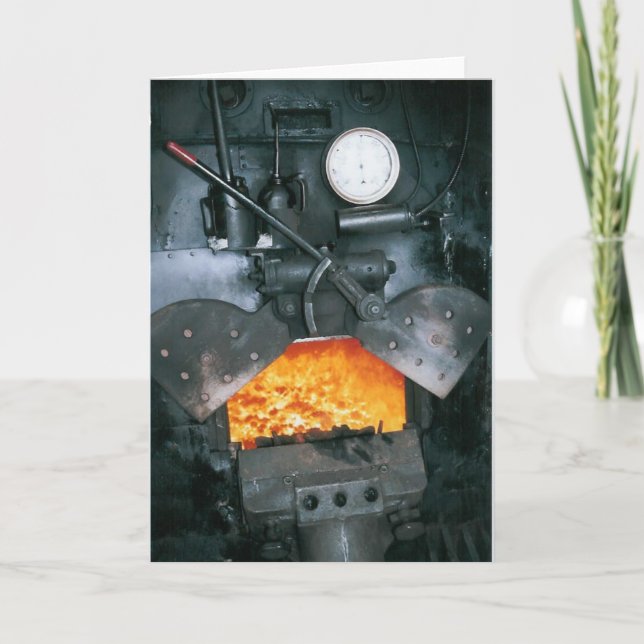 Inside the Cab of a Steam Locomotive Card (Front)