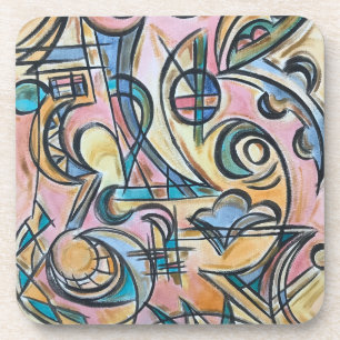 Inside The Labyrinth-Hand Painted Abstract Art Coaster