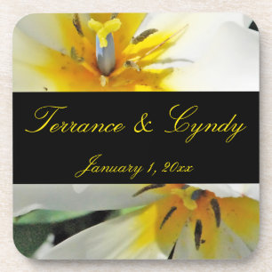 Inside White Lilies Personal Wedding Coaster