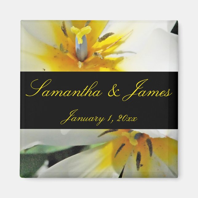 Inside White Lilies Personal Wedding Magnet (Front)