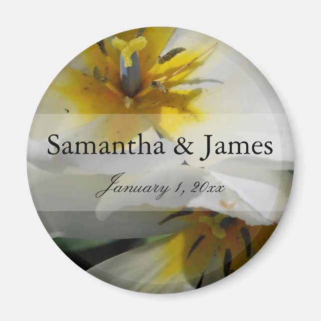 Inside White Lilies Personal Wedding Magnet (Front)