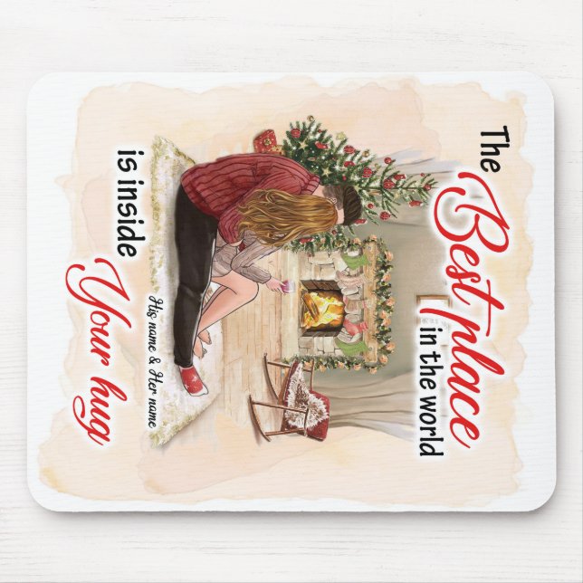 Inside Your Hug Blanket Couple Valentine Gift Mouse Mat (Front)