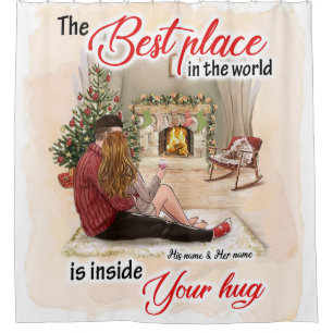 Inside Your Hug Blanket Couple Valentine Gift Shower Curtain
