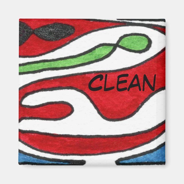 "Insides Out" Abstract Dishwasher Status Magnet (Front)