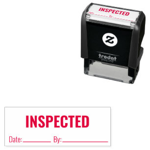 INSPECTED By and Date Line Business Text Template Self-inking Stamp