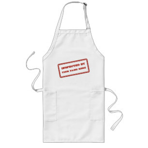 Inspected By Customisable Red Rubber Stamp Long Apron