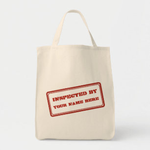 Inspected By Customizable Red Rubber Stamp Tote Bag