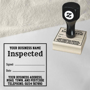 Inspected with Name, Address. Receipt Rubber Stamp