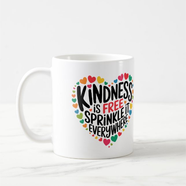 Inspiration Mug Kindness Quote Colourful Hearts (Left)