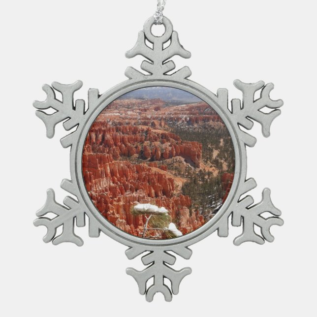 Inspiration Point at Bryce Canyon I Snowflake Pewter Christmas Ornament (Front)