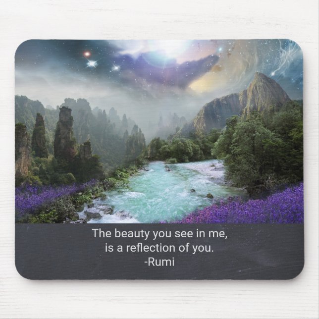 Inspiration Quotation from Rumi with Nature Image Mouse Mat (Front)